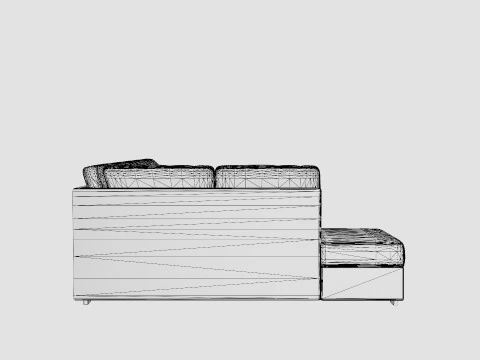 Crazy U Sofa Xl Divan Right Light Gray 3D Model