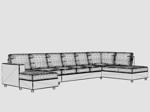 Crazy U Sofa Xxl Divan Left Anthracite 3D Model