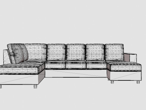 Crazy U Sofa Xxl Divan Right Light Gray 3D 모델