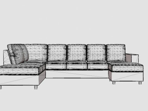 Crazy U Sofa Xxl Divan Right Light Gray 3D Model