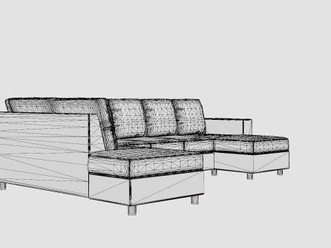 Crazy U Sofa Xxl Divan Right Light Gray 3D Model