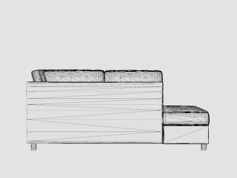 Crazy U Sofa Xxl Divan Right Light Gray 3D Model