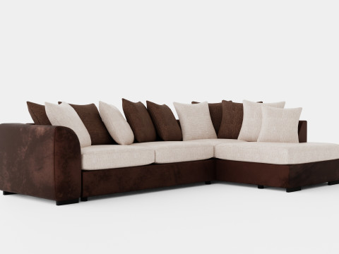 Cuba 3 Seater Chaise Lounge Right Envelope Pillows 3D Model