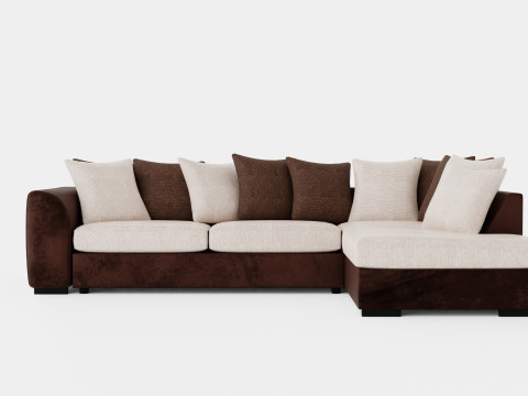 Cuba 3 Seater Chaise Lounge Right Envelope Pillows 3D Model