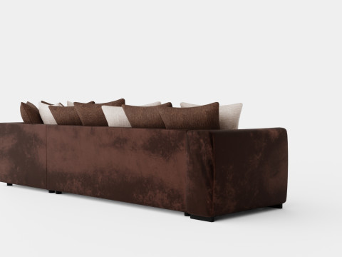 Cuba 3 Seater Chaise Lounge Right Envelope Pillows 3D Model
