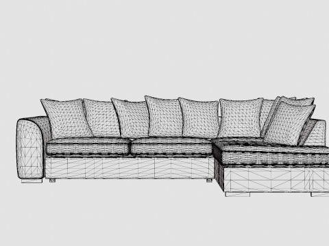 Cuba 3 Seater Chaise Lounge Right Envelope Pillows 3D Model