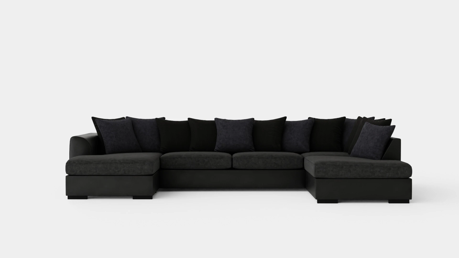 Cuba U Sofa Divan Left Incl Envelope Pillows Black Gray 3D Model .c4d .max .obj .3ds .fbx .stl .blend 