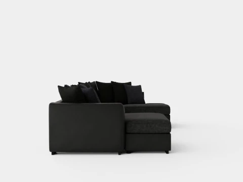 Cuba U Sofa Divan Left Incl Envelope Pillows Black Gray 3D Model