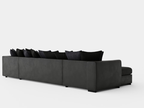 Cuba U Sofa Divan Left Incl Envelope Pillows Black Gray 3D Model