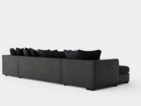 Cuba U Sofa Divan Left Incl Envelope Pillows Black Gray 3D Model