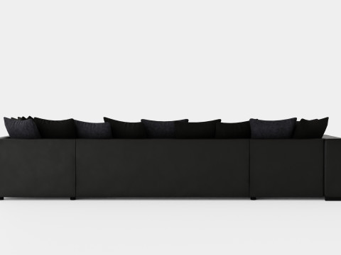 Cuba U Sofa Divan Left Incl Envelope Pillows Black Gray 3D Model