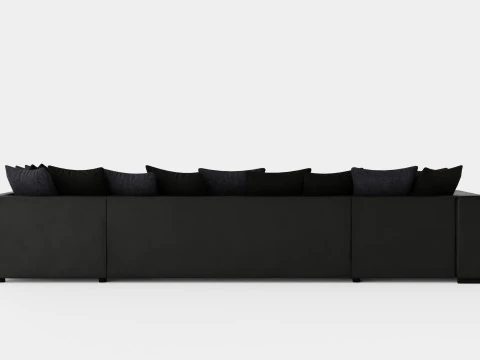 Cuba U Sofa Divan Left Incl Envelope Pillows Black Gray 3D Model