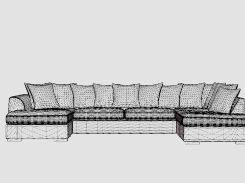 Cuba U Sofa Divan Left Incl Envelope Pillows Black Gray 3D Model
