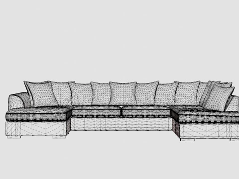 Cuba U Sofa Divan Left Incl Envelope Pillows Black Gray 3D Model