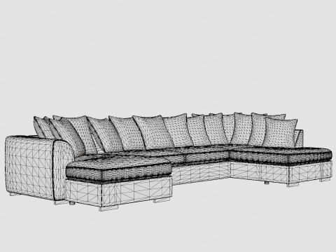 Cuba U Sofa Divan Left Incl Envelope Pillows Black Gray 3D Model