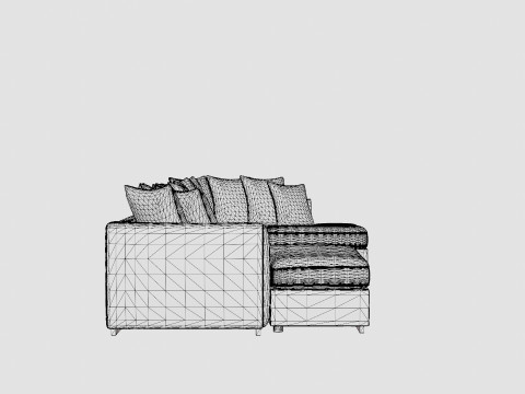 Cuba U Sofa Divan Left Incl Envelope Pillows Black Gray 3D Model