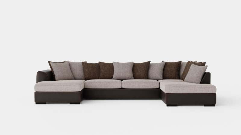 Cuba U Sofa Divan Left Incl Envelope Pillows Brown Beige 3D 模型 .c4d .max .obj .3ds .fbx .stl .blend