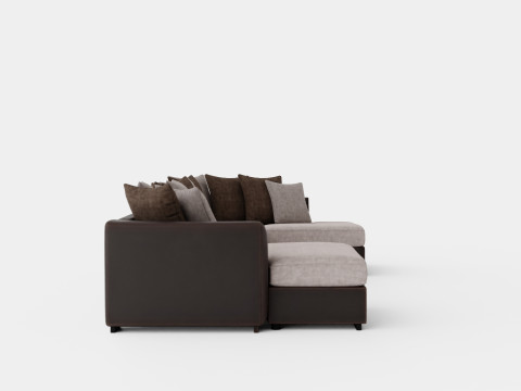 Cuba U Sofa Divan Left Incl Envelope Pillows Brown Beige 3D 模型