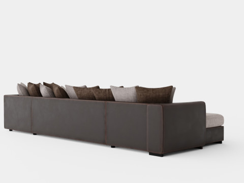 Cuba U Sofa Divan Left Incl Envelope Pillows Brown Beige 3D 模型
