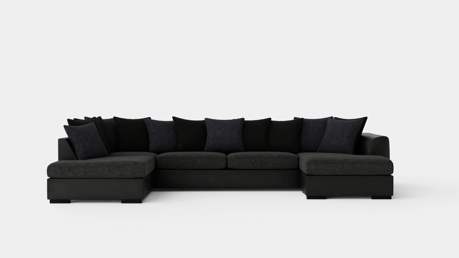 Cuba U Sofa Divan Right Including Pads Black Gray 3D Model .c4d .max .obj .3ds .fbx .stl .blend 