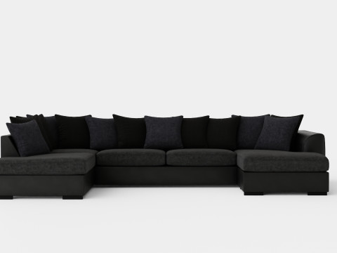 Cuba U Sofa Divan Right Including Pads Black Gray 3D Model