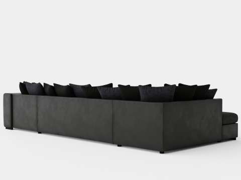 Cuba U Sofa Divan Right Including Pads Black Gray 3D Model