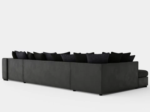 Cuba U Sofa Divan Right Including Pads Black Gray 3D Model