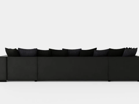 Cuba U Sofa Divan Right Including Pads Black Gray 3D Model