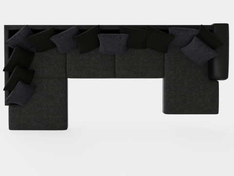 Cuba U Sofa Divan Right Including Pads Black Gray 3D Model