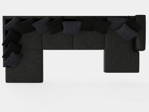 Cuba U Sofa Divan Right Including Pads Black Gray 3D Model