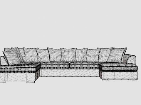 Cuba U Sofa Divan Right Including Pads Black Gray 3D Model