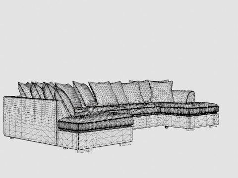 Cuba U Sofa Divan Right Including Pads Black Gray 3D Model