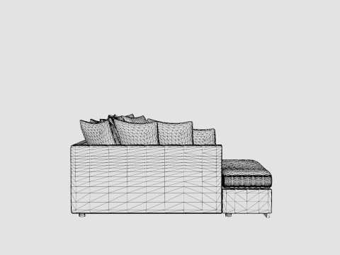 Cuba U Sofa Divan Right Including Pads Black Gray 3D Model