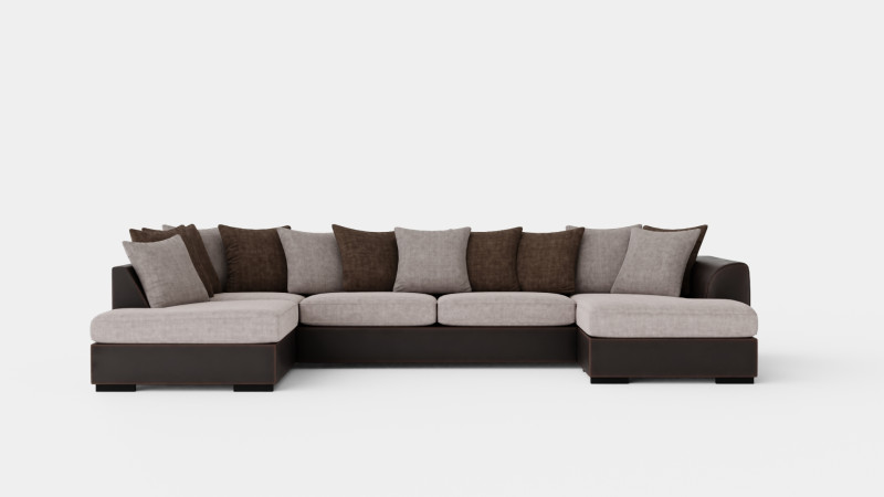 Cuba U Sofa Divan Right Including Pads Brown Beige 3D 모델 .c4d .max .obj .3ds .fbx .stl .blend