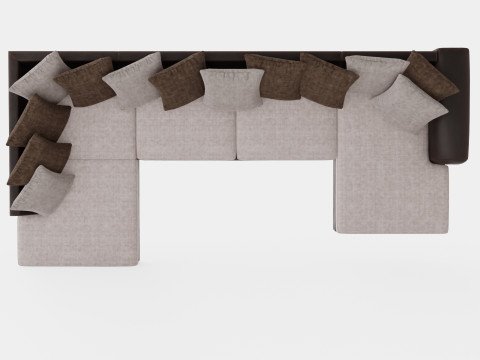 Cuba U Sofa Divan Right Including Pads Brown Beige 3D 모델