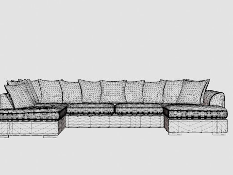 Cuba U Sofa Divan Right Including Pads Brown Beige 3D 모델