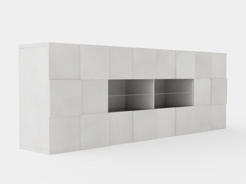 Dama Sideboard Large White High Gloss Lacquer 3D Model