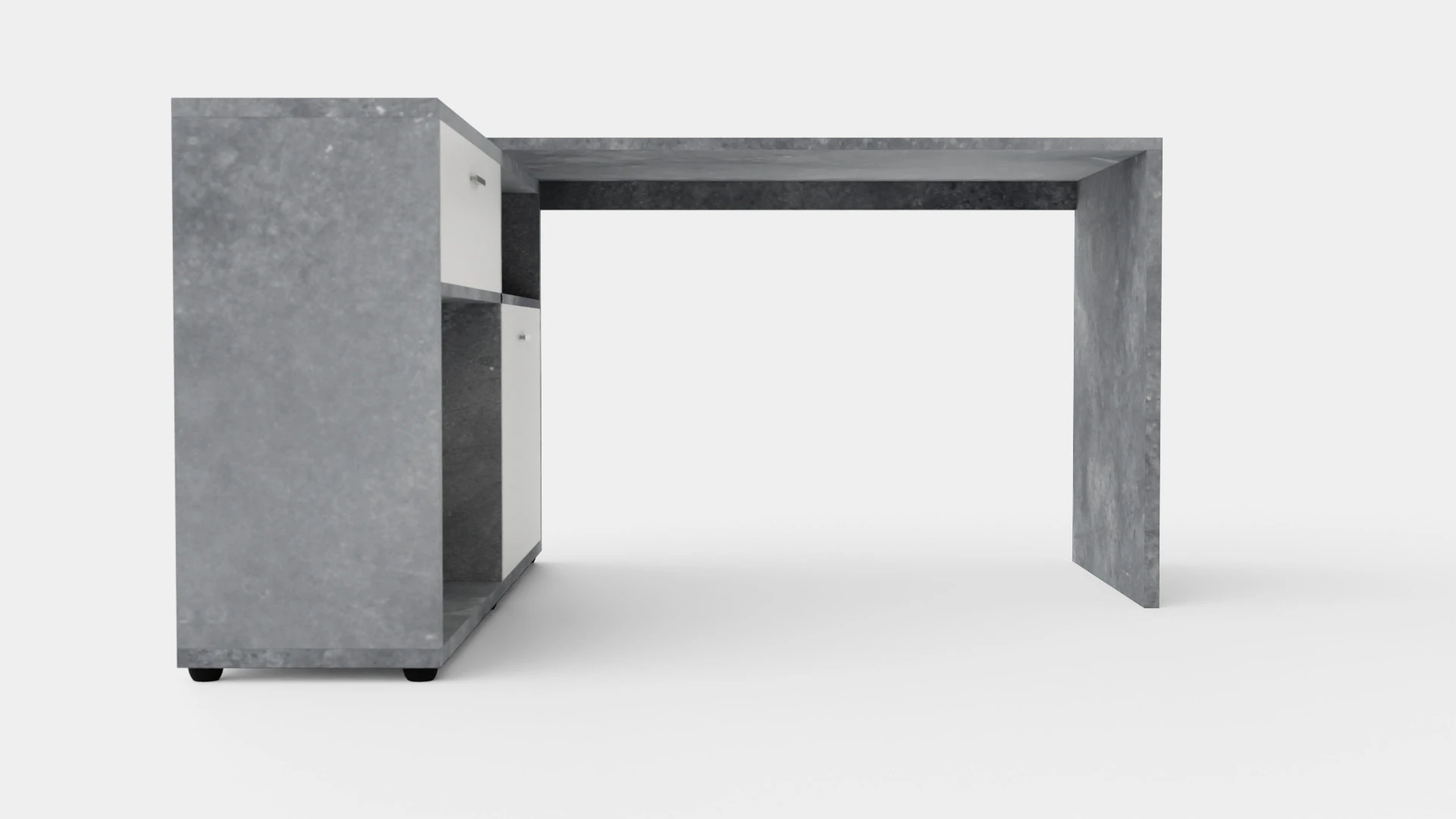 Diego Desk With Adjustable Shelf White Concrete 3D Model .c4d .max .obj .3ds .fbx .stl .blend