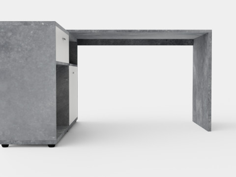 Diego Desk With Adjustable Shelf White Concrete 3D Модель
