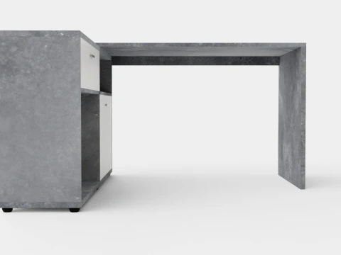 Diego Schreibtisch mit verstellbarer Ablage aus wei&szlig;em Beton 3D Modell