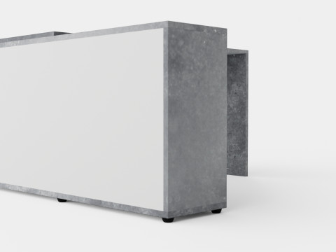 Diego Desk With Adjustable Shelf White Concrete 3D Model