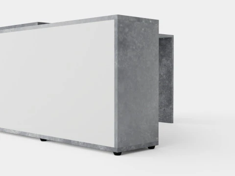 Diego Desk With Adjustable Shelf White Concrete 3D Model