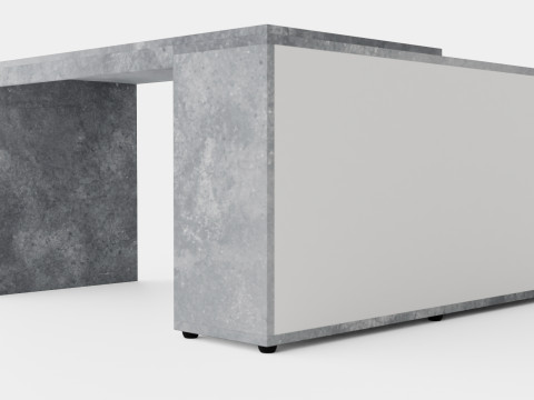 Diego Desk With Adjustable Shelf White Concrete 3D Model