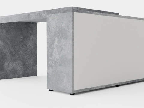 Diego Desk With Adjustable Shelf White Concrete 3D Model
