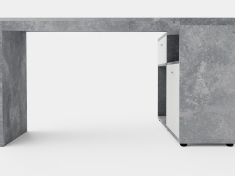 Diego Desk With Adjustable Shelf White Concrete 3D Model