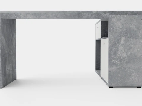 Diego Desk With Adjustable Shelf White Concrete 3D Model