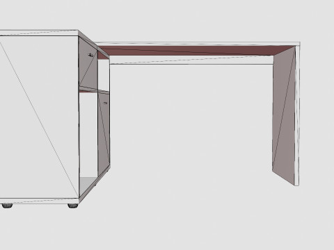 Diego Desk With Adjustable Shelf White Concrete 3D Model
