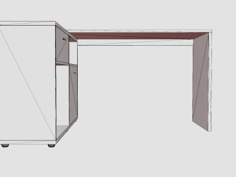 Diego Desk With Adjustable Shelf White Concrete 3D Model