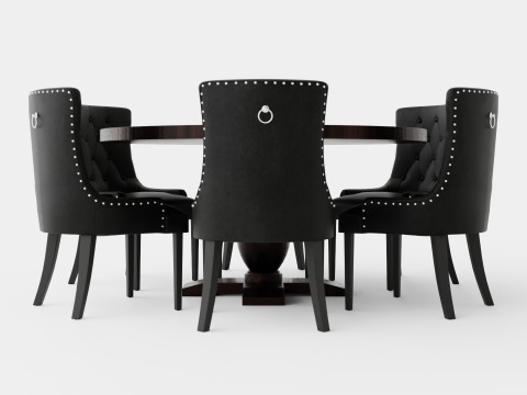 Dijon Food Group Round With 6 Tuva Armchair 3D Model