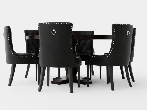 Dijon Food Group Round With 6 Tuva Armchair 3D 模型